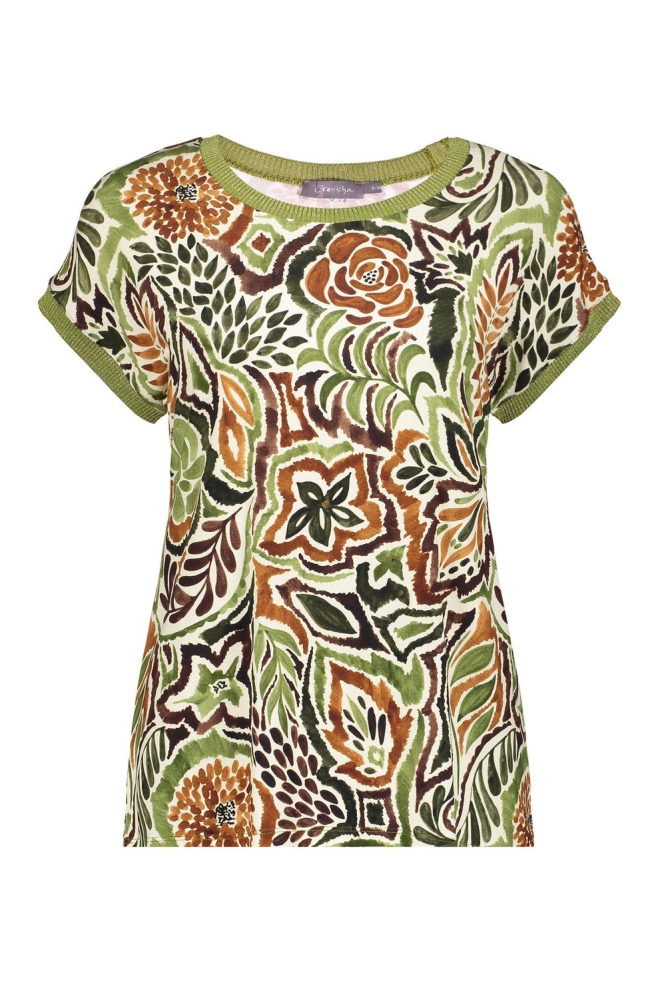 SARAH TOP MET PRINT 42053 60 Olive/Caramel